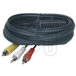 EGB Kabel Scart-Stecker/3x Cinch-Stecker 2m Stereoton-Video,Signalfluss umschaltb.