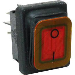 Einbau Wippenschalter IP65  22x30mm schwarz/rot, mit Beleuchtung